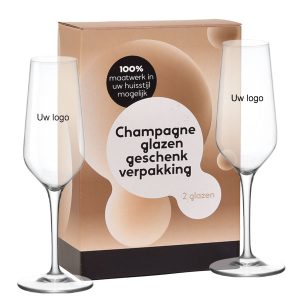 Gesloten champagnegeschenkdoos voor 2 glazen