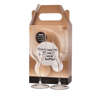 Draagbare champagnegeschenkdoos voor 2 glazen